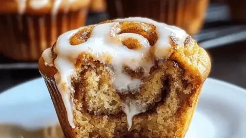 Delicious Pumpkin Cinnamon Roll Muffins served on a cozy fall morning.