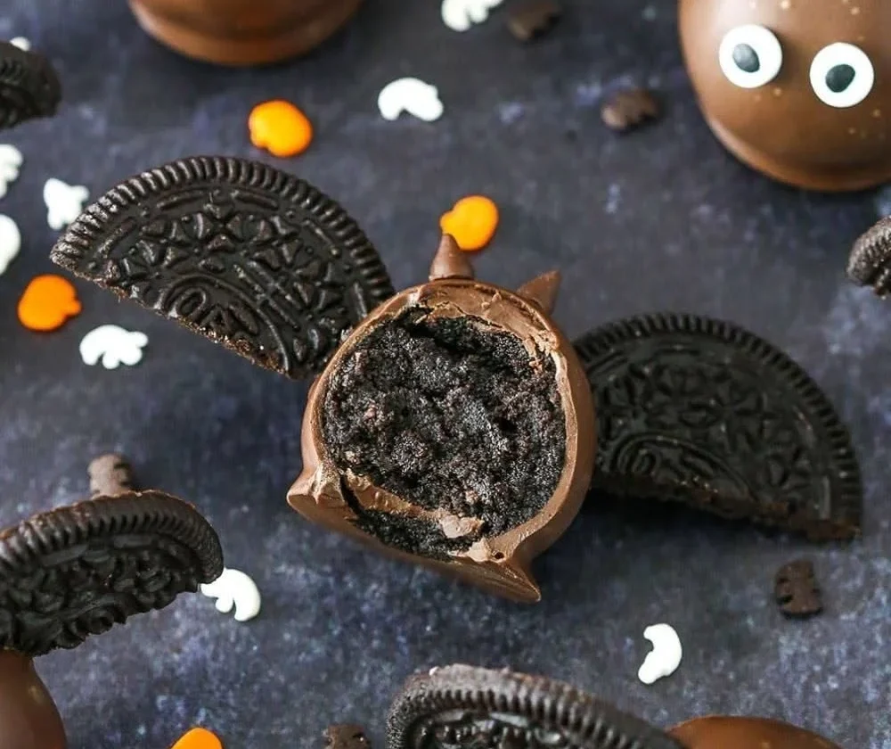 Halloween Bat Oreo Cookie Balls for a spooky party treat