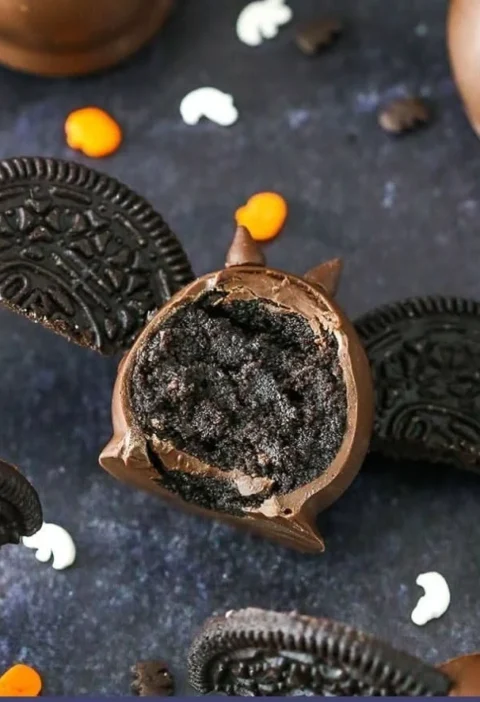 Halloween Bat Oreo Cookie Balls for a spooky party treat