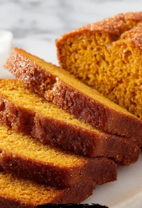 Delicious cinnamon sugar pumpkin bread fresh from the oven, a perfect fall treat.