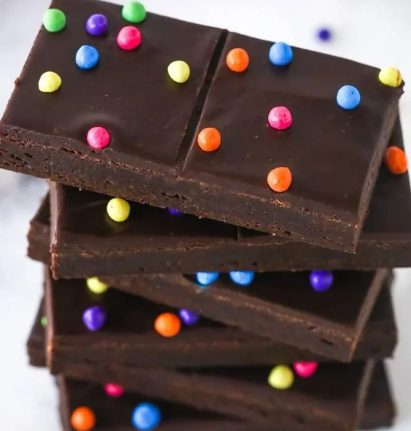 Homemade copycat Cosmic Brownies with colorful sprinkles on top.
