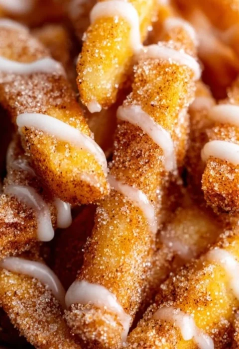 Crispy air fryer apple fries served in a bowl