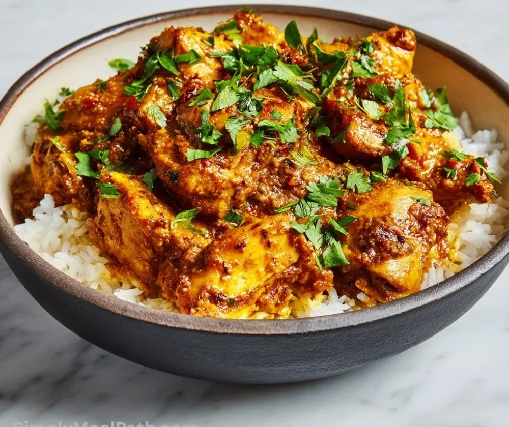 Crockpot Butter Chicken Dinner served with rice