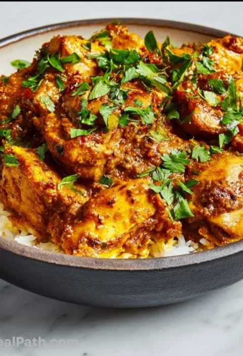 Crockpot Butter Chicken Dinner served with rice