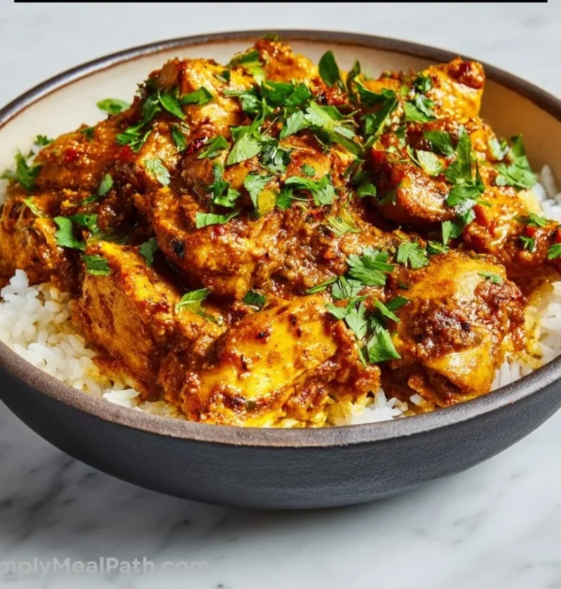Crockpot Butter Chicken Dinner served with rice