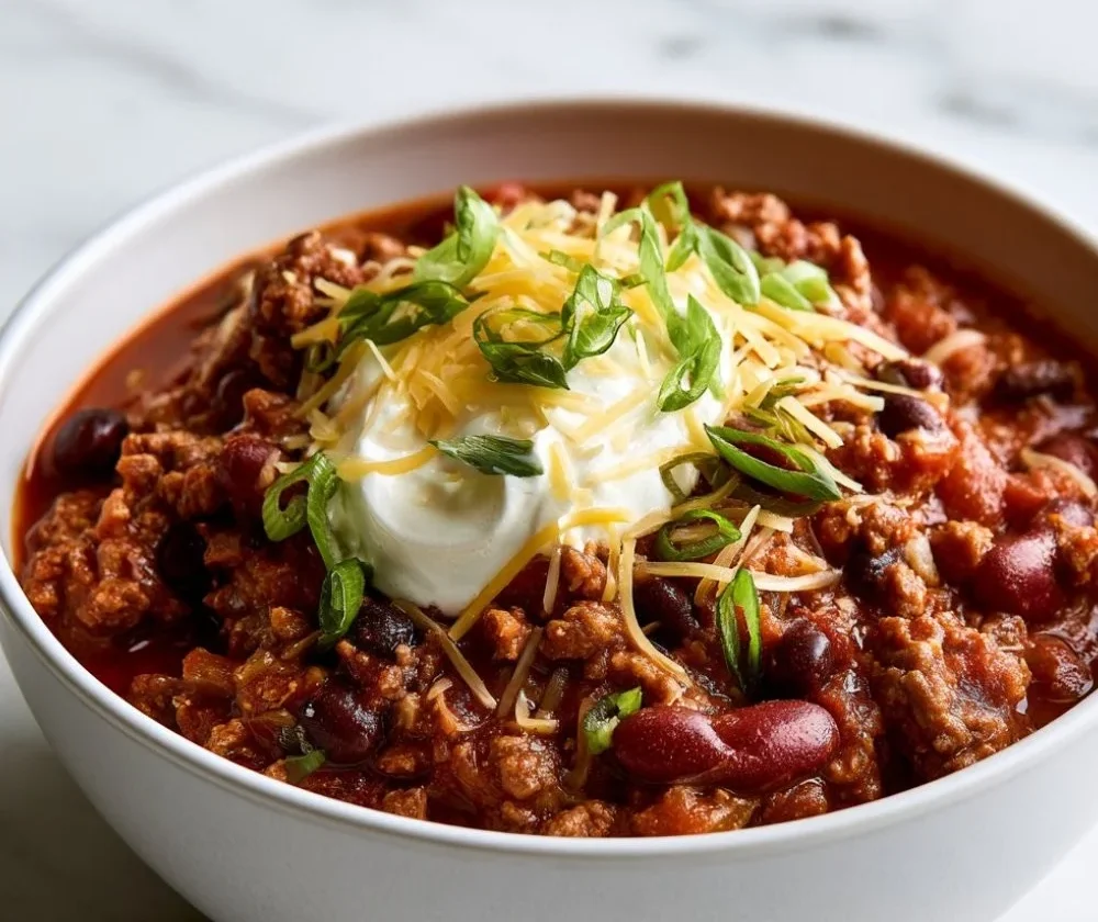 Delicious Crockpot Chili simmering in slow cooker, perfect for family dinners.