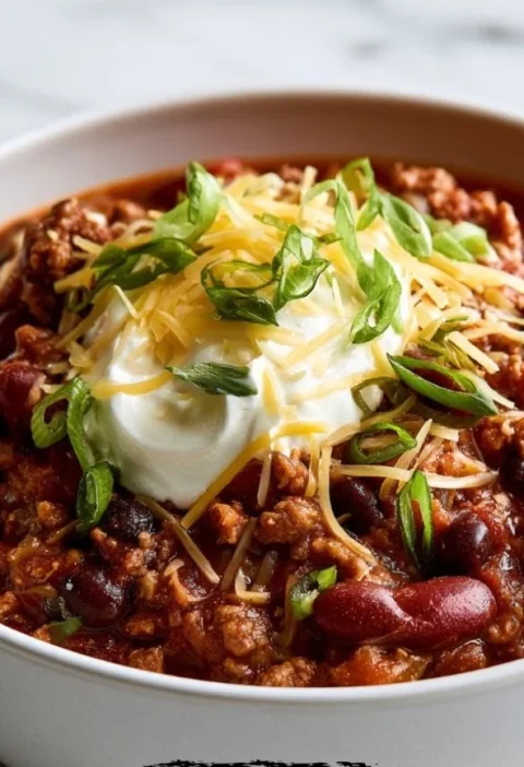 Delicious Crockpot Chili simmering in slow cooker, perfect for family dinners.