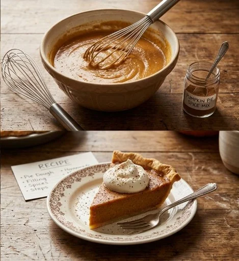 Fluffy marshmallow pumpkin pie topped with whipped cream and cinnamon