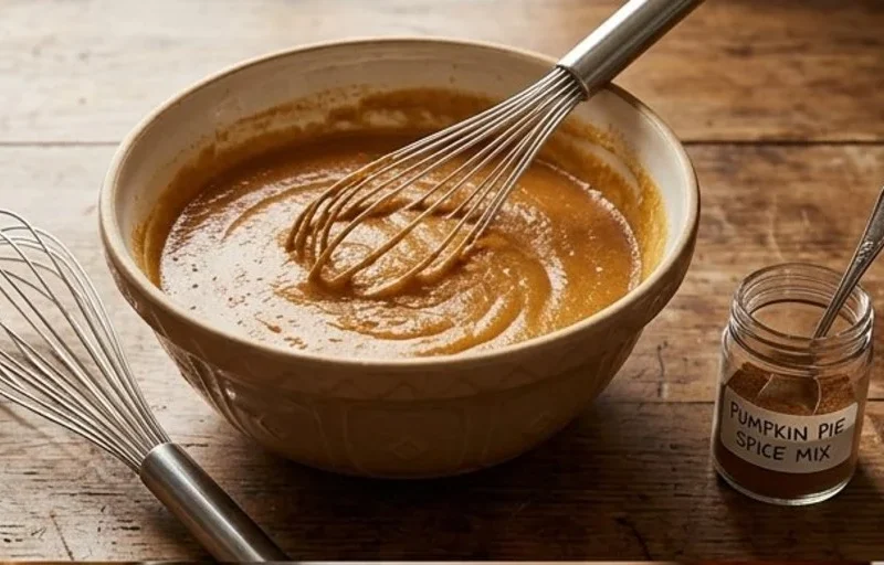 Delicious homemade pumpkin pie with whipped cream on a rustic wooden table
