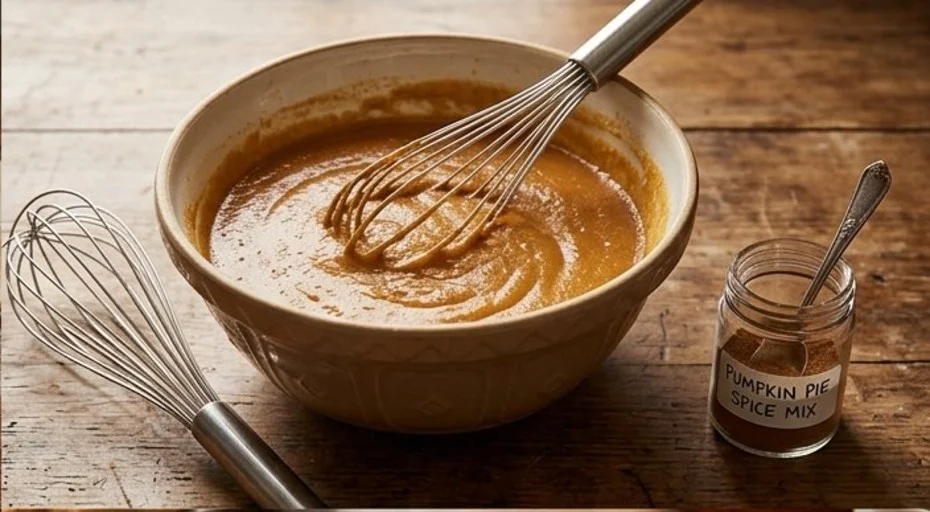 Delicious homemade pumpkin pie with whipped cream on a rustic wooden table