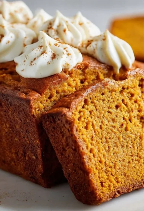 Deliciously swirled Pumpkin Cheesecake Bread ready for autumn desserts