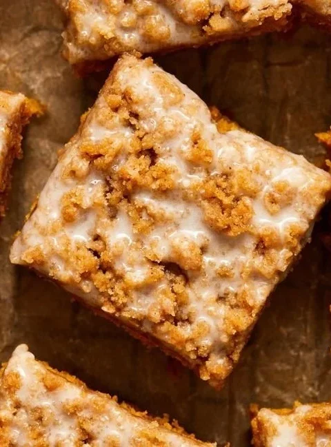 Delicious Pumpkin Coffee Cake topped with Cinnamon Streusel