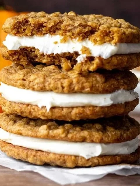 Homemade Pumpkin Oatmeal Cream Pies on a plate