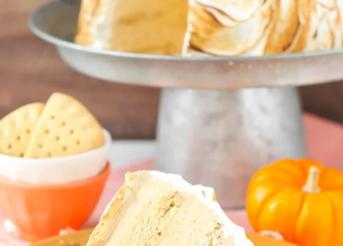 Delicious Pumpkin Spice Baked Alaska dessert with a beautiful presentation