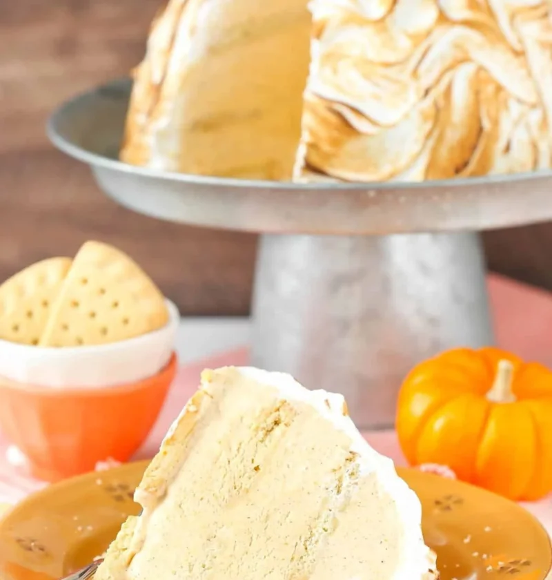 Delicious Pumpkin Spice Baked Alaska dessert with a beautiful presentation