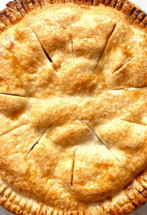 Delicious apple pie made with store-bought crust and fresh apples.