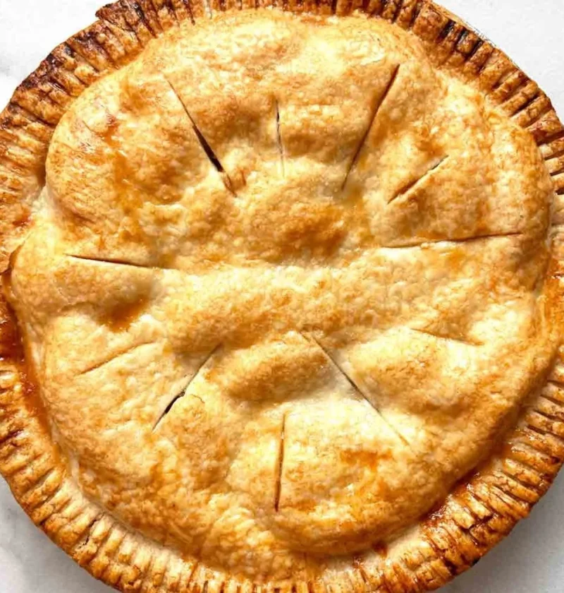 Delicious apple pie made with store-bought crust and fresh apples.