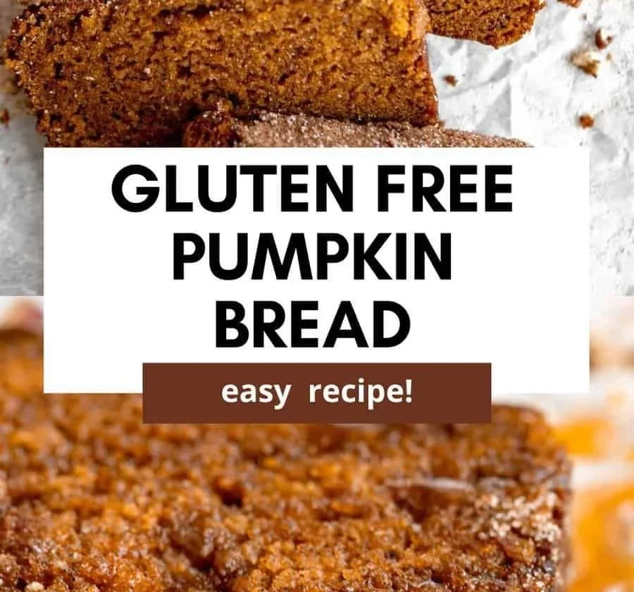 Loaf of best gluten free pumpkin bread with spices and pumpkin
