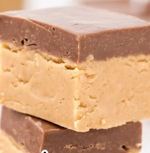 Delicious homemade Buckeye Fudge with chocolate and peanut butter layers