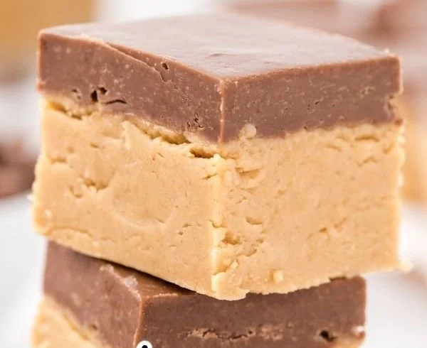 Delicious homemade Buckeye Fudge with chocolate and peanut butter layers