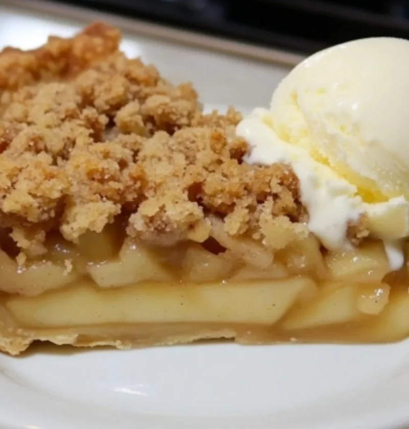 Delicious Classic Apple Crumb Pie with a buttery crumble topping
