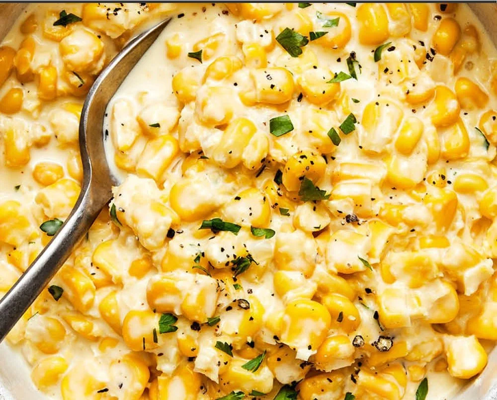 Creamed corn served in a bowl, a classic Thanksgiving side dish