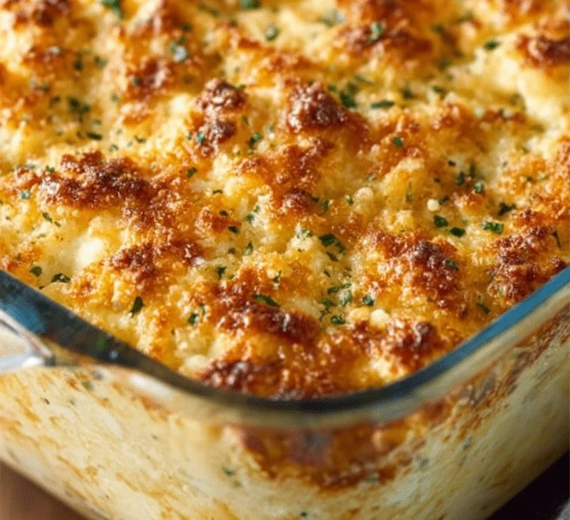 Dolly Parton's 5-Ingredient Casserole served in a baking dish