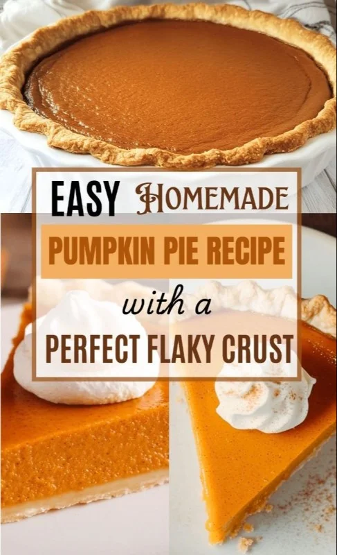 Delicious homemade pumpkin pie with flaky crust, perfect for Thanksgiving dessert.