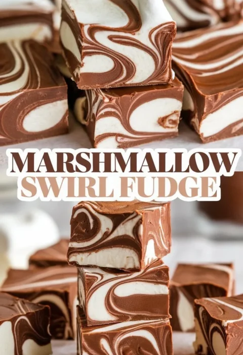 Easy Marshmallow Swirl Fudge with a delicious creamy texture and colorful swirls