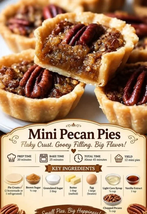 Delicious easy pecan pies made with store-bought crust