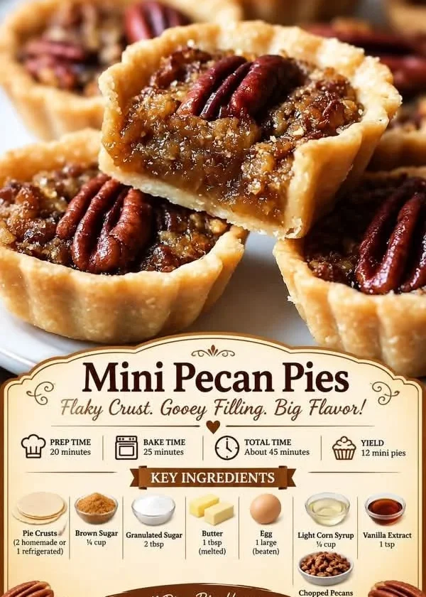 Delicious easy pecan pies made with store-bought crust