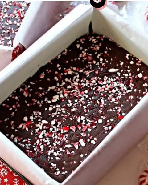 Easy peppermint fudge recipe on a festive plate