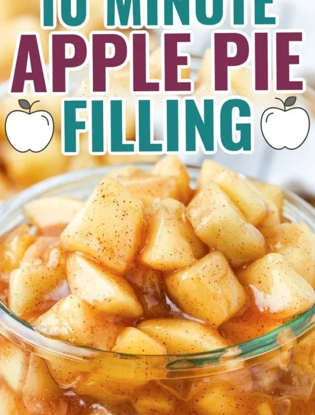 Delicious fast apple pie filling in a bowl ready for baking