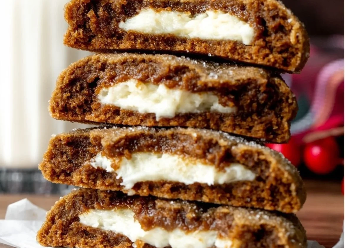 Gingerbread Cheesecake Cookies topped with cream cheese frosting