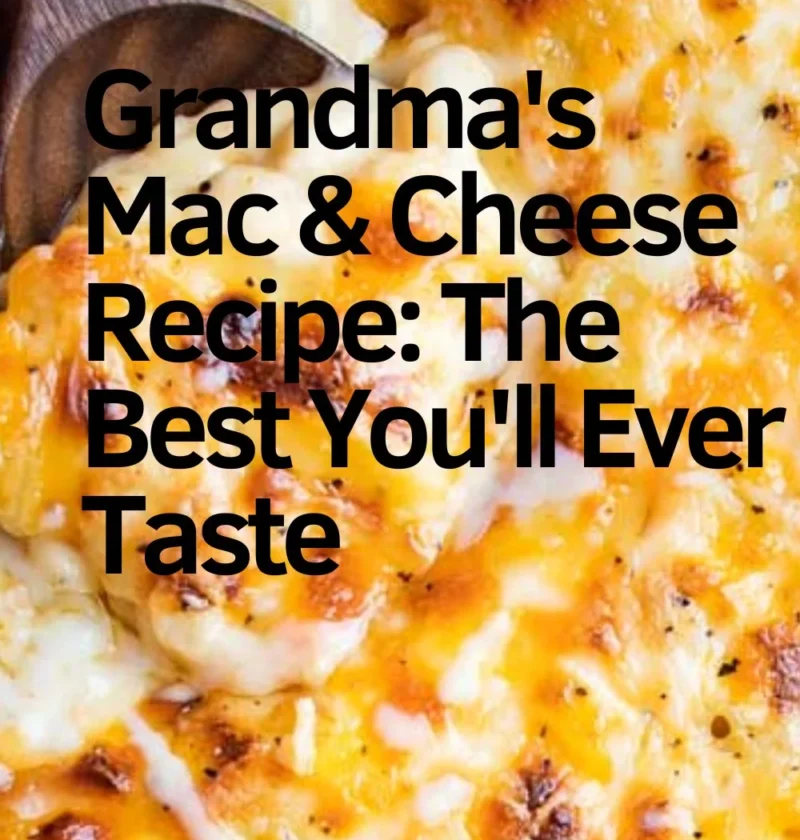 Delicious plate of Grandma's Mac & Cheese recipe topped with breadcrumbs.