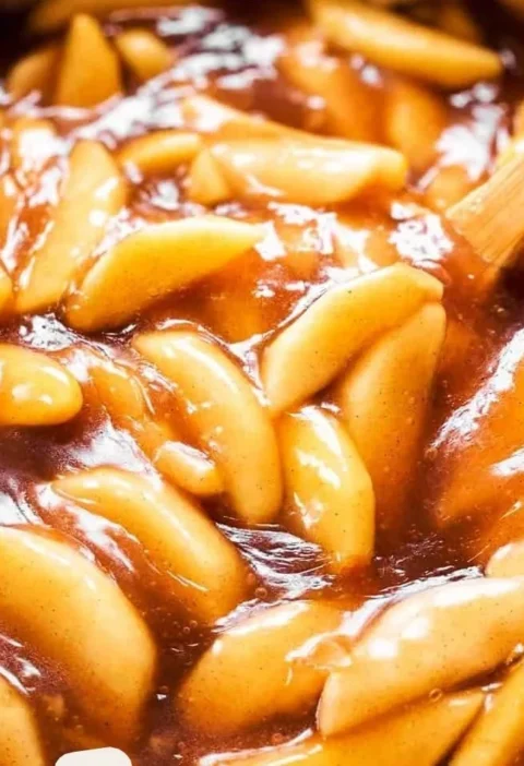 Homemade apple pie filling made with fresh apples and spices.