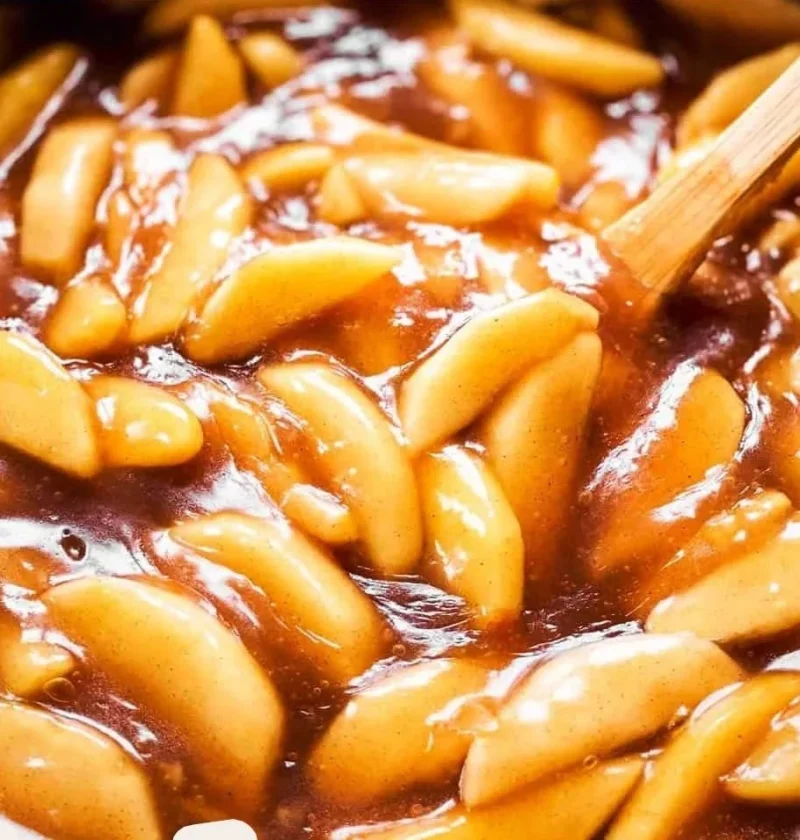 Homemade apple pie filling made with fresh apples and spices.