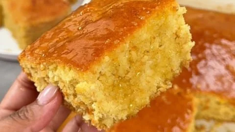Delicious honey buttered cornbread fresh from the oven