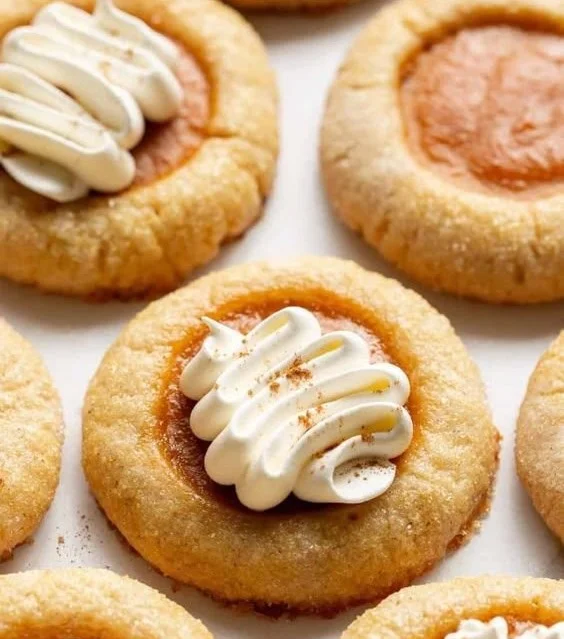 Thick and chewy pumpkin pie cookies topped with pumpkin spice